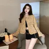 Women's Jackets Fashion Korean Chic Vintage Tweed Woolen Jacket Coat Women Autumn Single Breasted Plaid Luxury Tassel Office Lady Outwear