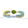 Bracelets porte-bonheur gouttelettes d'eau forme pendentif opale verte Bracelet Double tresse Tila perlé livraison directe amitié