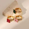 Cluster Rings Statement Gold Square Stainless Steel Rings PVD Plating Tarnish Free Hypoallergenic Jewelry Full AAA Zirconia Paved Rings G230228