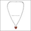 car dvr Pendant Necklaces Women Heart Lock Necklace Chunky Punk Sier Chain Choker Cuban Link Statement Gemstone Jewelry Girls Drop Delivery P Dhzii