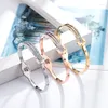 Bangle NEN Fashion Crystal Hollow Spring Open Bracelet Women's Love Gift Stainless Steel Jewelry Wholesale