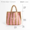 Evening Bags MABULA Luxury Design Striped Shoulder Bags Women Summer Beach Straw Bag Large Capacity Casual Female Eco Friendly Handbags 230228