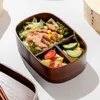 Dinnerware Sets Eco-friendly Lunch Box Easy To Clean Bento Large Capacity Thermal Insulation Single-layer Wood