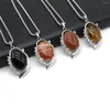 Pendant Necklaces 1pcs Natural Stone Necklace Oval Opal Rose Tiger Eye Link Chain Healing Crystals For Women Jewelry