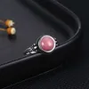 Cluster Rings Retro Natural Round 8mm Rhodochrosite Tiger Eye Ring for Women 925 Sterling Silver Party Jewelry Ring Engagement Wedding Present G230228