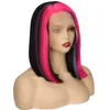 Female Color Short Straight Hair 13 2.5 Front Lace Wig Partial Split Chemical Fiber Head Cover Wigs