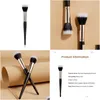 Makeup Brushes Flat Head Stippling Blush Brush Professional Face Double Layer Bristles Natural Blending Waterproof Easy To Use Make Dh1P3