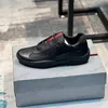 Luxury Mens Americas Cup Shoes Real Leather Flat Men Trainers Black White Red Mesh Breathable Nylon Designer Casual Outdoor Walking Size 38-47