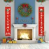 Christmas Decorations Merry Banners Front Door Welcome Porch Red Sign Hanging Xmas For Home Wall Indoor