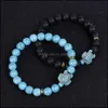 voiture dvr Charme Bracelets Tortue De Mer Perles De Lave Classique 8Mm Turquoise Pierre Élastique Bracelet D'amitié Plage Pour Femmes Hommes Bijoux Drop Delive Dhprn