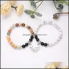 CAR DVR BEADED Strängar 10pc/set Natural 8mm Volcano Stone Armband Set Friendship Par presenter för män Kvinnor handgjorda yogamycken släpp de dhm3z