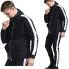 Heren Hoodies Zipper Suit Casual Slim Fit Patchwork Jacket Men 2 -Piece Track Jogging Sportswear Hoodie Pants Twee Twee