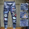 Jeans da uomo Harajuku Primavera ed estate Lavoro sottile Abbigliamento coreano Abbigliamento da ricamo di lusso Tuta Pantaloni streetwear hip-hop Uomo