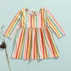 Mädchen Kleider MaBaby 18M-6Y Kinder Kind Baby Mädchen Kleid Furit Gestreiften Druck Langarm EINE Linie Für Herbst Frühling DD40