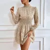 Casual Dresses Women Dress Sexig Deep Floral Printed Mini Party Lady Beach Causal Long Sleeve