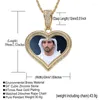 Anhänger Halsketten Benutzerdefinierte Herzform Bild Memory Po Halskette Micro Pave Zirkon Charme Herren Hip Hop Bling Schmuck Personalisierte Kette