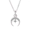 Chaînes chinois saint valentin cadeau couleur argent étoile lune collier femme marée niche avec Han Guodong porte clavicule chaîne