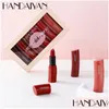 Lápiz labial Handaiyan Arc Matte Set 6 piezas Colores ricos Veet Hidratante Duradero Fácil de usar Belleza Maquillage Maquillaje de lujo Gota del Dhpwh