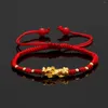 Bedelarmbanden Chinese fengshui armband pi xiu yao trek rijkdom gezondheid Good Luck polsband verstelbare rode zwarte touwketen