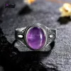 Rings S925 Sterling Silver Fine Jewelry Natural 8x10mm Amethyst Stone Rings Figuredized Rings for Women Wedding Jewelry Gift G230228