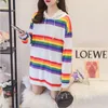 Casual Dresses Streetwear Color Striped Printed Mini Dress Spring Autumn Standard Drawstring Stylish Straight All-match Female Clothing