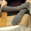 Pięć palców Rękawiczki o długości 40 cm wełniane kaszmirowe rękawiczki Kobiety ciepłe zimowe dzianinowe moda elegancja damska marka 2023 1
