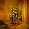 Tafellampen LED Decor Decor Desk Lamp Cherry Blossom Tree Night Lights Alnend Crystal Flower Light voor slaapkamer bed decoratief