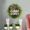 Dekorativa blommor 2023 Spring Wreath Natural Rattan Simulation Green Plants Easter Door Decoration Pendant Home