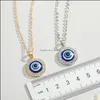 car dvr Pendant Necklaces Fashion Crystal Turkish Evil Eyes 14Mm Necklace For Women Girl Lucky Jewelry Elegant Clavicle Chain Short Choker D Dhlfj