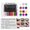 Eyeliner Liquid 12 Stück in 1 Paket Matte Eyeliner Wasserdicht Colorf Eye Liner Langlebig Den ganzen Tag Augen Stift Drop Lieferung Gesundheit B Dh7M4