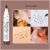 Bronzers Highlighters Qic Freckles Pen Bronzer Stick Natural Simation 2 Color Lightcoffee Darkcoffee Watertproof Longlasting Non -Bad Dhviq