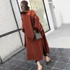 Misto lana da donna Scuola Cappotto coreano in poliestere allentato Cintura invernale Vintage Autunno Donna Plus Size Abrigo Mujer Invierno Abbigliamento EH50CO