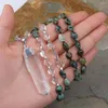 Chains Natural White Quartz Freeform Point Pendant African Turquoises Chip Beads Cord Knotted Handmade Necklace N0266JBDJ