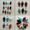 CAR DVR CHARMS BORDED Natural Stone Pillar Chakra Pendum Pyramid Healing Reiki Point Pendants For Necklace Jewelry Making Drop Delivery Fi DHSFJ