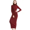 Vestidos casuais 2023 Moda Mulheres Sexy Party Knit Style Slave Longa Turtleneck Winter Maxi Slim Work Office Vestidos 230228