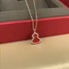 18k Plated Gold Necklace Classic Steel Diamonds Bottle Gourd Necklaces Women Luck Designer Jewelry Gift Wholesale