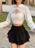 Skirts AltGoth Streetwear Mall Goth Skirt Women Harajuku Y2k E-girl High Waist Bandage Mini Skirt Dark Gothic Punk Emo Alt Club Wear 230301