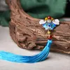 Brooches Han Chinese Clothing Vintage Cloisonne Brooch Glass Glazed Flowers Ethnic Tassel