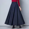 冬の女性ロングウールスカートファッションハイウエストベーシックウールスカート
