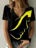 Women's Basic Top V Neck Black Summer Fashion Abstract Portrait Print Tee3D Shirt Plus Size 230301