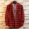 Designer Casual Men Plaid 8 Spring Autumn Flannel 8Men Dress Shirts Fashion Long Sleeve Slim Fit Chemise Homme Cotton Male Shirt