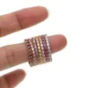 Cluster Rings % 925 sterling silver 7 color stack stackable fashion girl women design jewelry birthstone rose gold silver mix color cz ring G230228