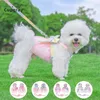 Colliers pour chiens harnais respirant en maille avec laisse de marche couleur dégradée animal de compagnie pour petits chiens moyens robe de princesse