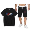 Herrspårar Summer Brand Printed Men's T-Shorts Set Trapstar Men's Sportswear Tracksuit O Neck Short Sleeve Cool Menkläder 230301