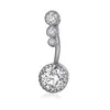 Trendy Round Zircon Crystal Button for Women Navel Ring Surgical Steel Piercing Bar Belly Stud Body Jewelry Fashion Accessories