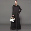 Abbigliamento etnico Abito nero Musulman De Mode Longue Femme Abiti Mujer Abaya Maxi Abito moda musulmana Abiti lunghi turchi taglie forti per