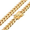 Chains 8mm/10mm/12mm/14mm/16mm Miami Cuban Link Chains Stainless Steel Mens 14K Gold Chains High Polished Punk Curb Necklaces T230301