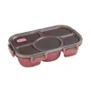 Dinnerware Sets Stainless Steel Bowl Five-grid Lunch Box Portable Microwaveable Student Free Soup Tableware
