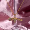 Chains JJFOUCS Bling Submachine Gun Crystal Pendant Necklace Gold Silver Color Metal Unisex Punk Hip Hop Jewelry