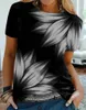 Abstract Leaves Beautiful Summer Print T Shirt Women Basic Vintage Crew Neck Loose Plus Size 230301